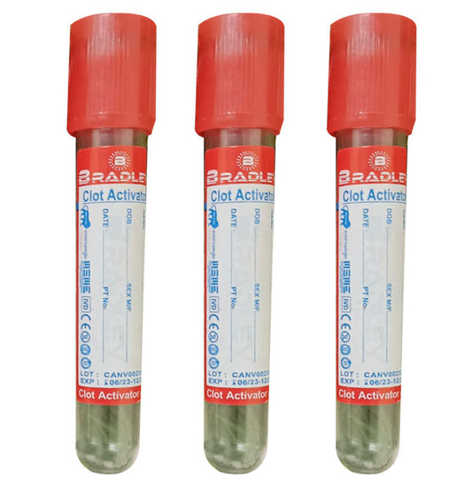Bradley Clot Activator Plain Tube Vacuum Blood Collection Tube - 4ml Pack of 100 Pieces (BL-7008)