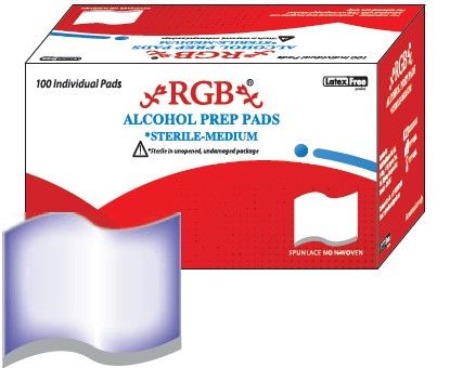 5 x  RGB Alchohol Prep Pads Sterile Medium - Pack of 100 Pieces