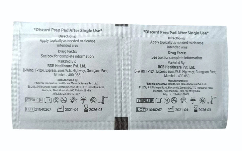 5 x  RGB Alchohol Prep Pads Sterile Medium - Pack of 100 Pieces