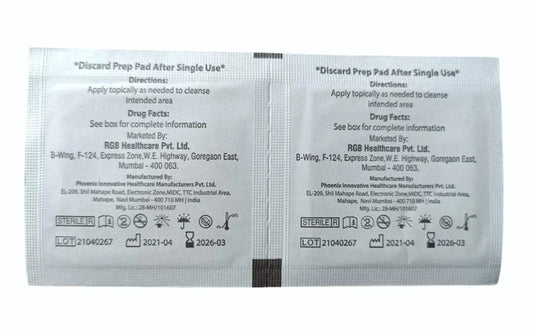 5 x  RGB Alchohol Prep Pads Sterile Medium - Pack of 100 Pieces