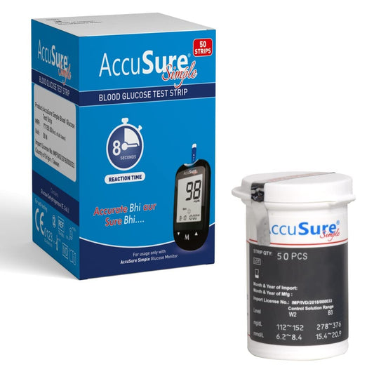 Accusure Simple Blood Glucose Test Strip - Pack of 50 Pieces
