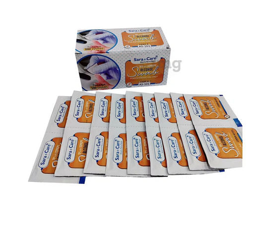 5 x  Sara Care Alcohol Swab - Pack of 100