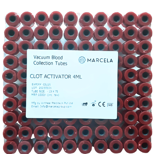 10 x  Marcela Clot Activator Vacuum Blood Collection Tube - 4ml Pack of 100 Tubes