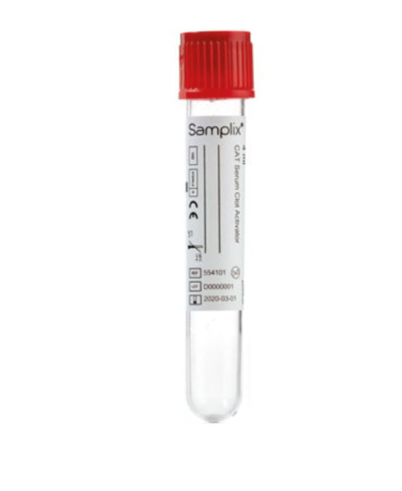 10 x  Greiner Samplix Serum Clot Activator 4ml Red Cap Pull Type 554101 Box of 100 Tubes