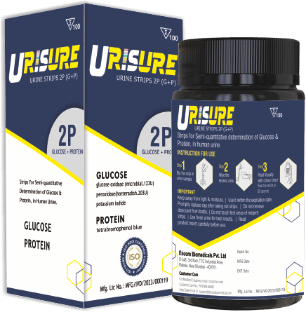 5 x  Urisure Urine Strip Glucose + Protein - 2 Para Pack of 100 Strips
