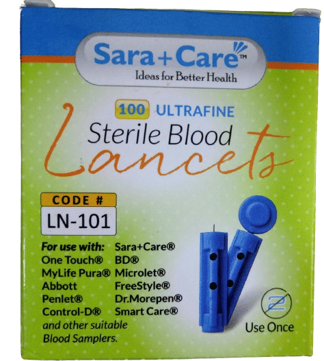 6 x  Sara Care Ultrafine Sterile Blood Lancet - Pack of 100 Pieces (LN-101)