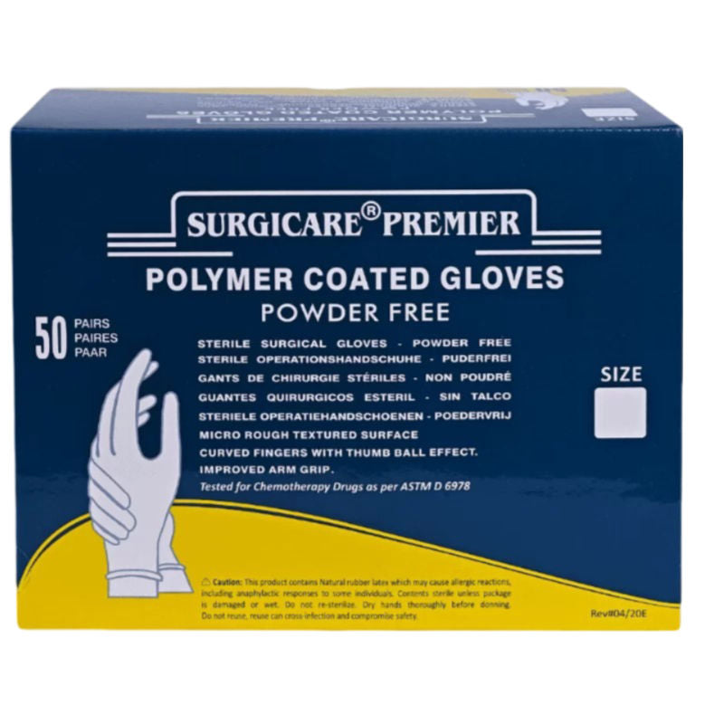 Surgicare Premier Polymer-Coated Powder-Free Surgical Gloves - 7.5 Pack of 50 Pairs